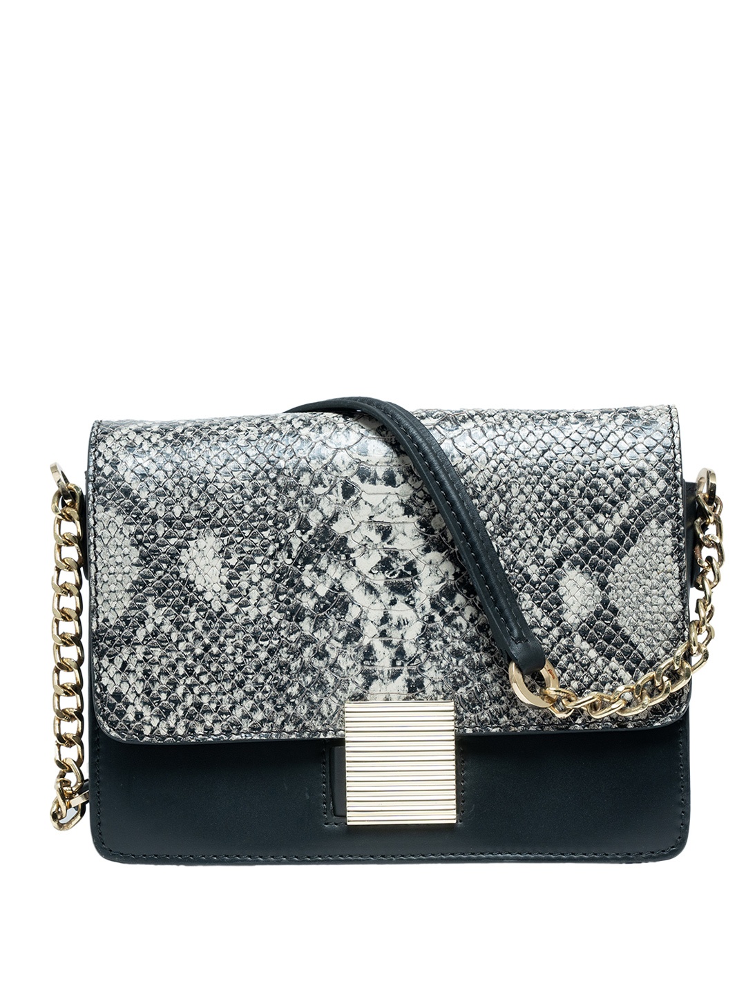 

RI2K LONDON Women Textured Leather Sling Bag, Black