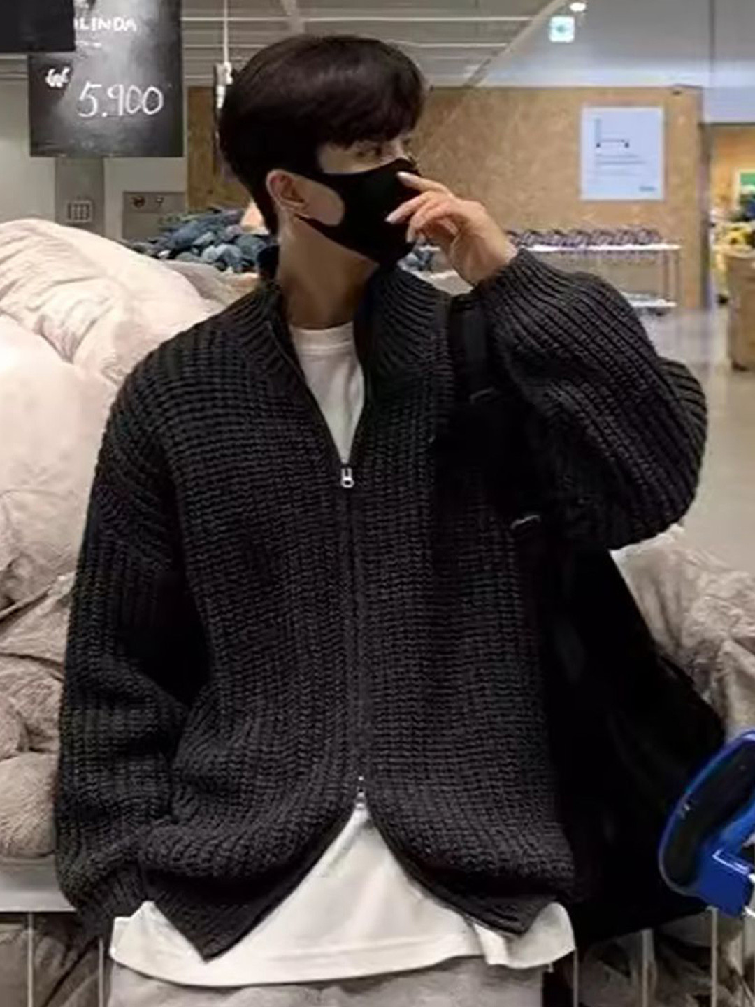 

StyleCast x Revolte Men Cable Knit Long Sleeves Sweaters, Black