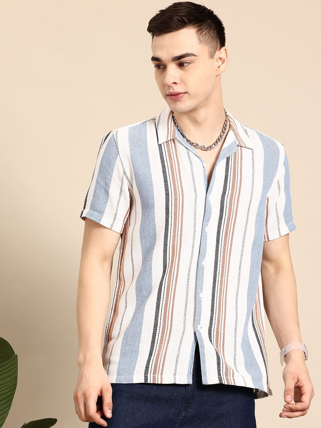 

Mast & Harbour Striped Casual Shirt, Off white