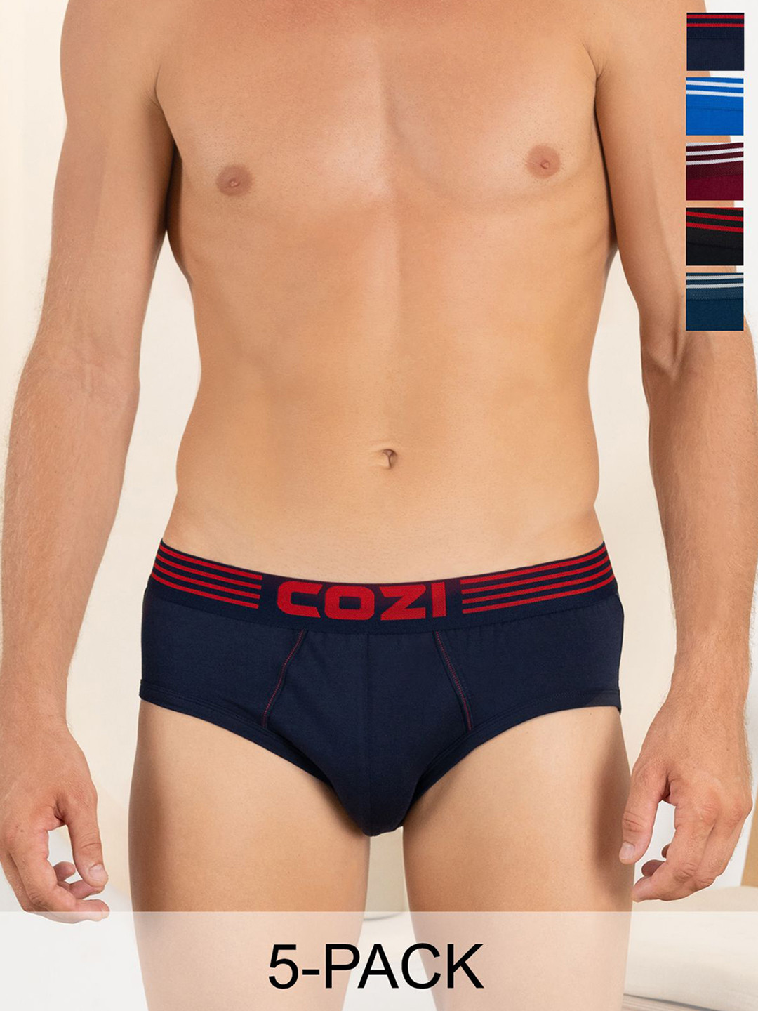 

Lux Cozi Men Pack Of 5 Pure Cotton Basic Briefs COZI_1121_LUXURY_AST_5PC-Assorted