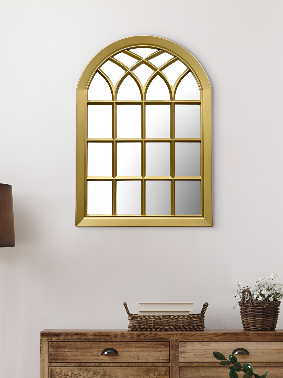 

Home Centre Corsica Reflection Gold-Toned Jharokha Decorative Wall Mirrors