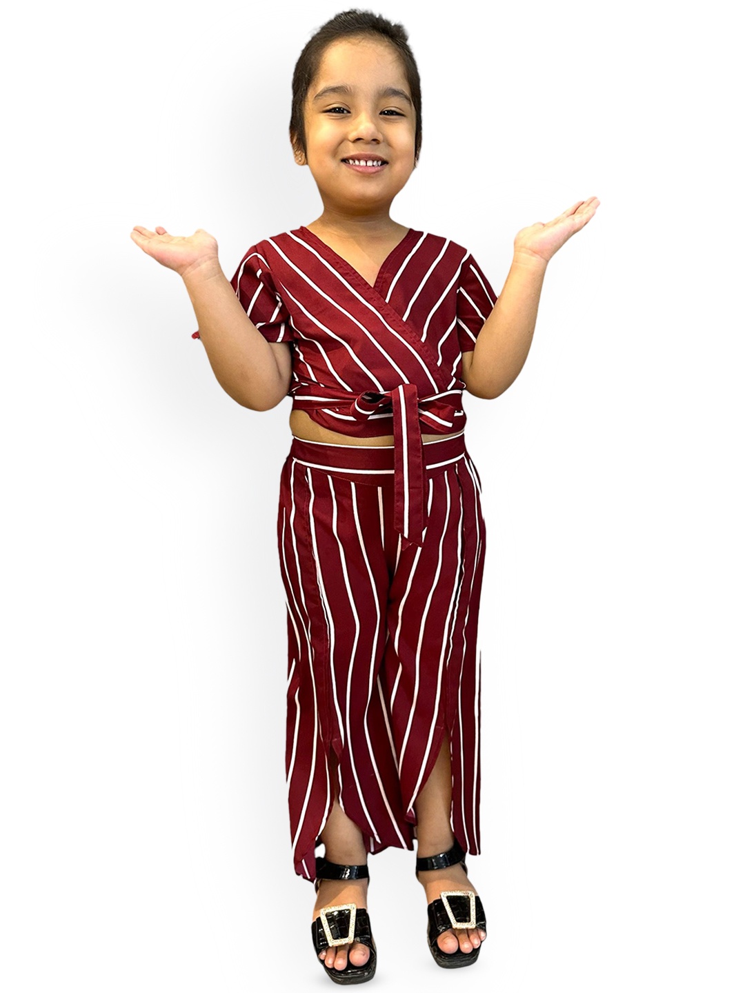 

Samsara Couture Girls Printed Clothing Set, Maroon