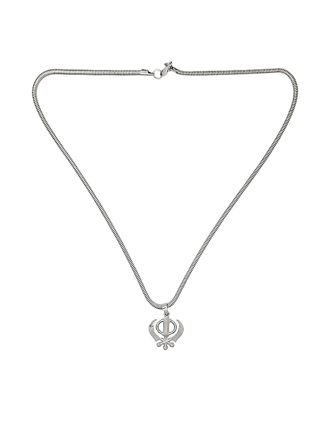 

9blings Men Silver-Plated Sikh Khanda Pendants with Chain