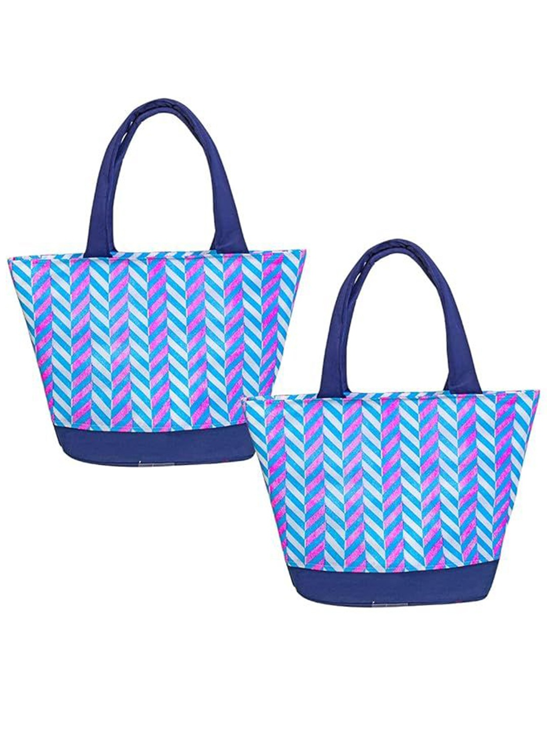 

prettykrafts 2-Pcs Printed Handheld Bag, Blue