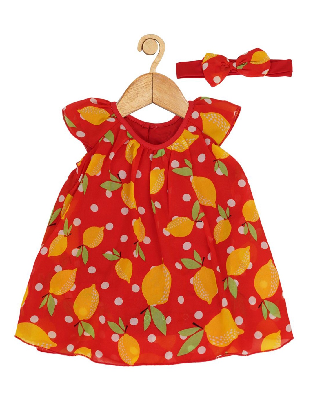 

HERE&NOW Girls Conversational Print A-Line Dress, Red
