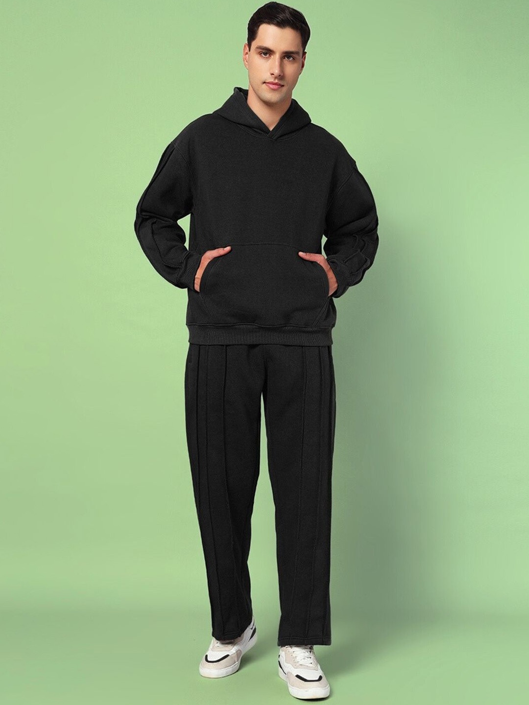 

WEARDUDS Hooded Cotton Sweatshirt & Trousers Co-Ords, Black