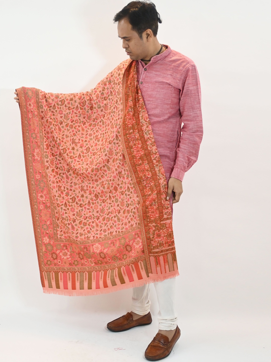 

Vrinde Pashmina Printed Pure Woollen Shawl, Orange