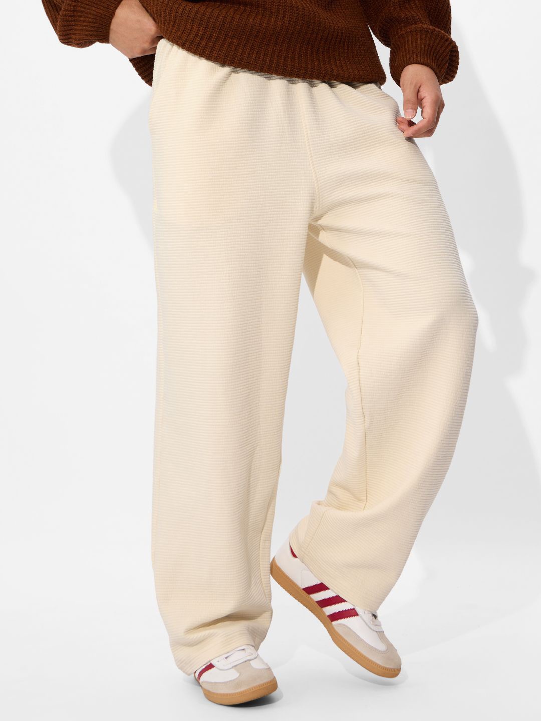 

The Souled Store Men Striped Straight Fit Track Pants, Off white