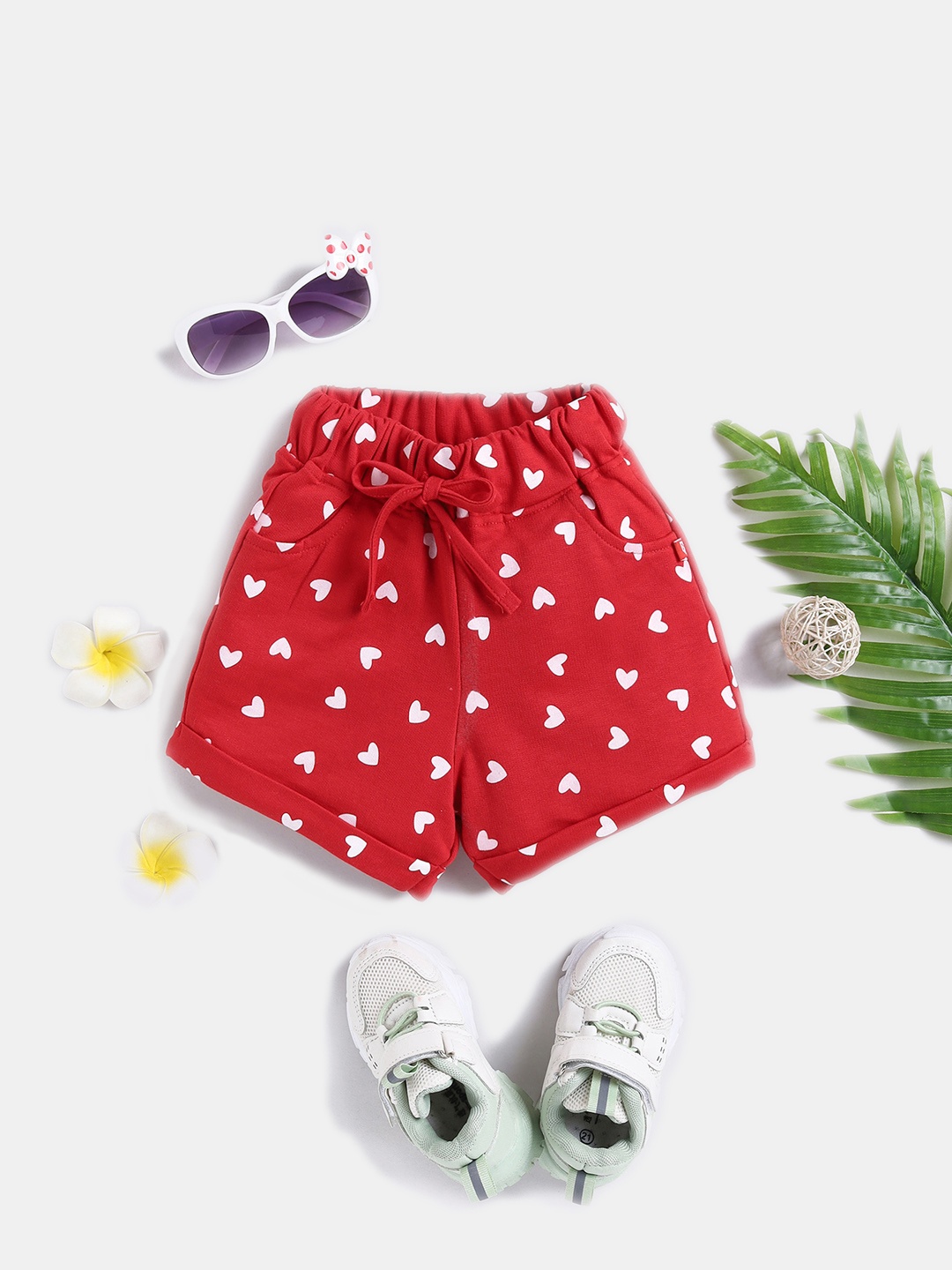 

Here&Now X Game Begins Girls Printed Hot Pants Shorts, Red