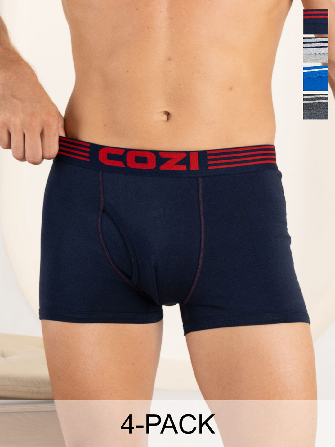 

Lux Cozi Pack Of 4 Mid Rise Pure Cotton Assorted Trunks-COZI_1122_LUXURY_AST_4PC, Blue