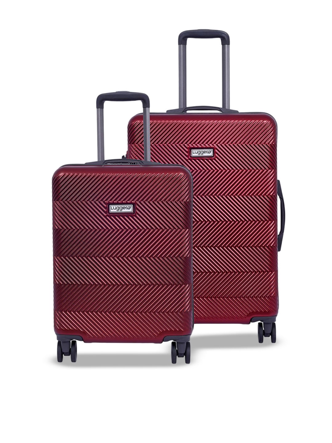 

Luggero Unisex Set Of 2 Textured Hard-Sided 360-Degree Rotation Trolley Bags, Red