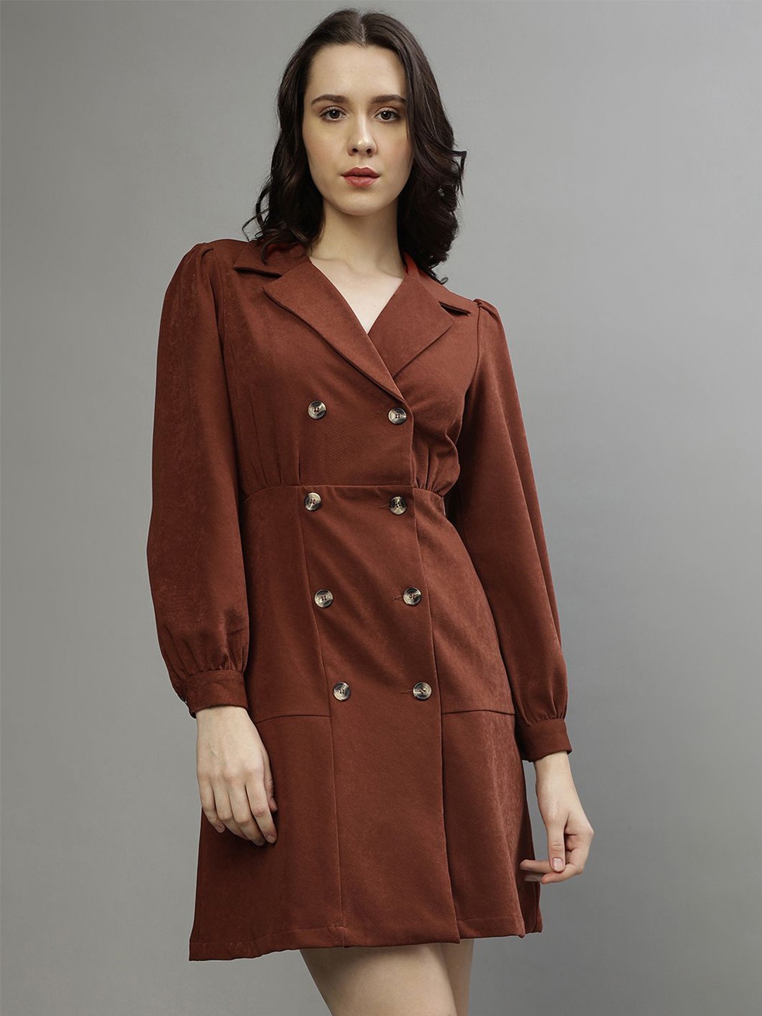

ELLE Women Shirt Collar Mini Blazer Dresses, Rust
