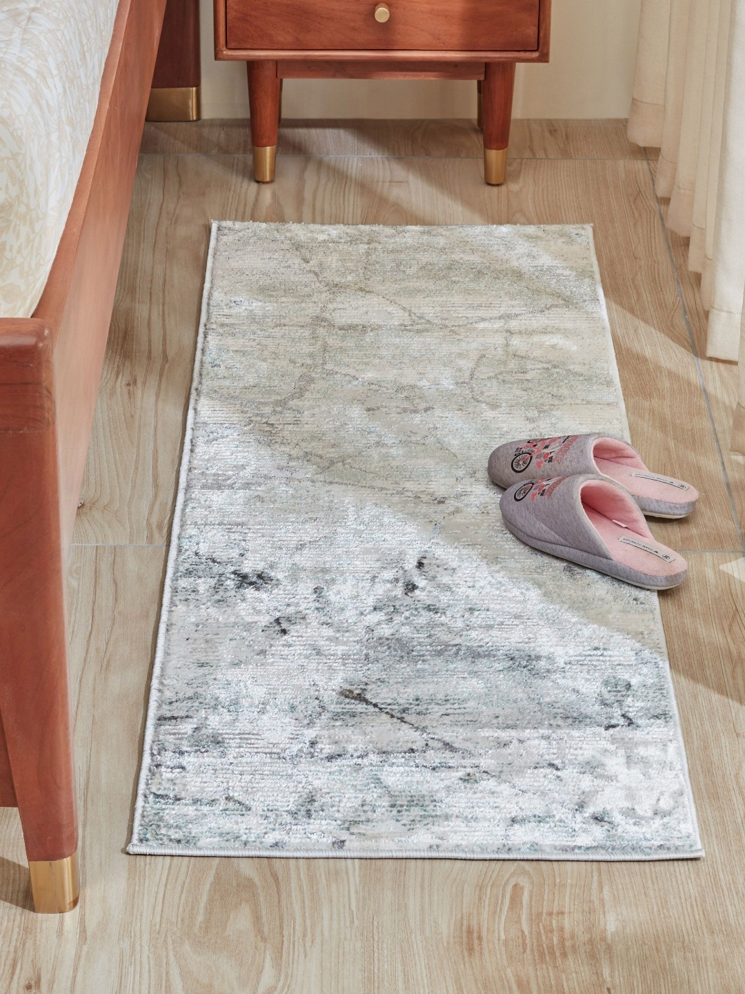 

Home Centre Teal Blue Printed Anti Skid Bedroom Runners