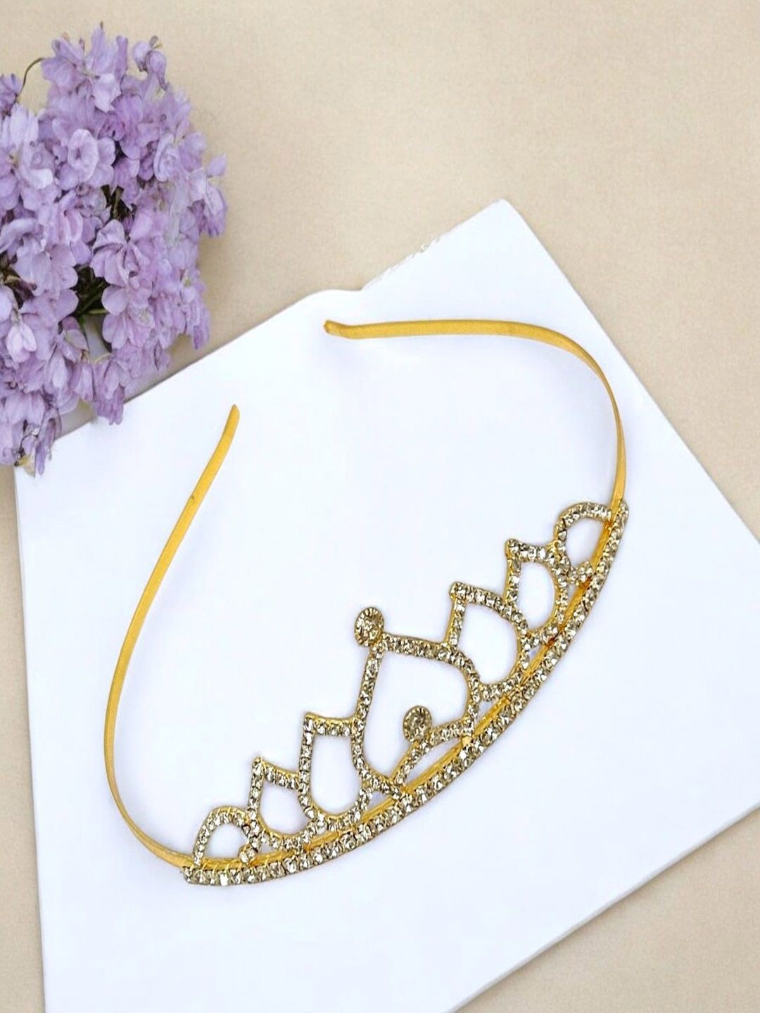 

AccessHer Women Rhinestones and Studded Heart Design Embellished Hairband, Gold