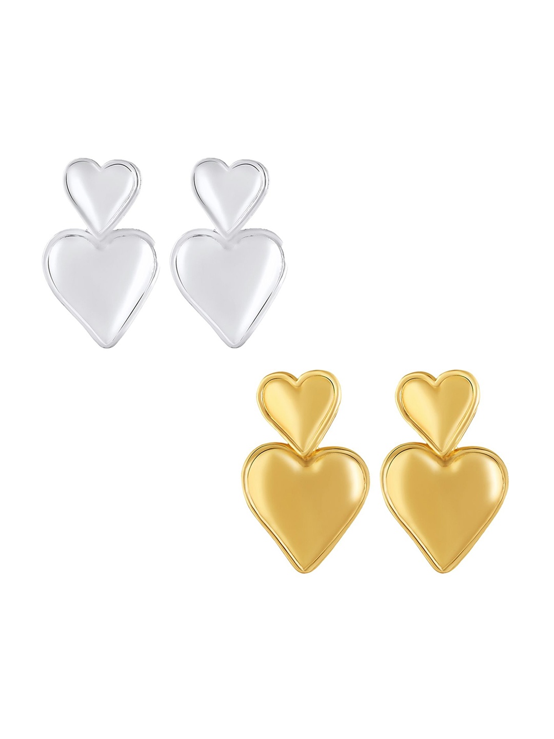 

Mahi Set Of 2 Gold-Plated Heart Shaped Drop Earrings