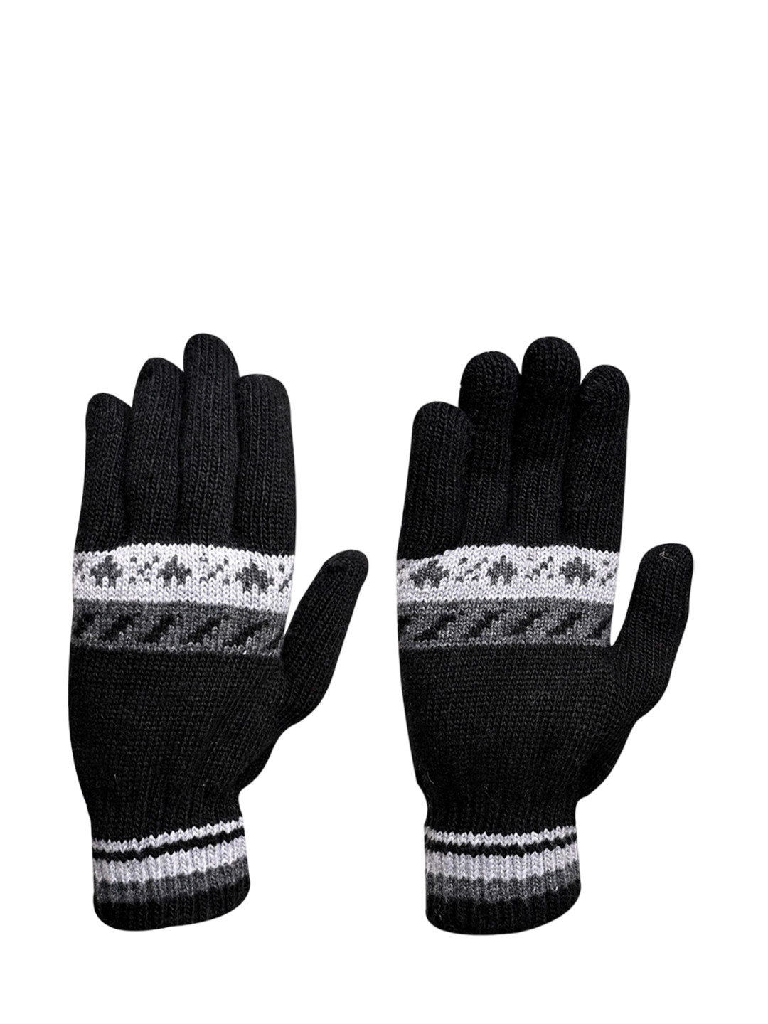 

LOOM LEGACY Men Patterned Acrylic Winter Gloves, Black