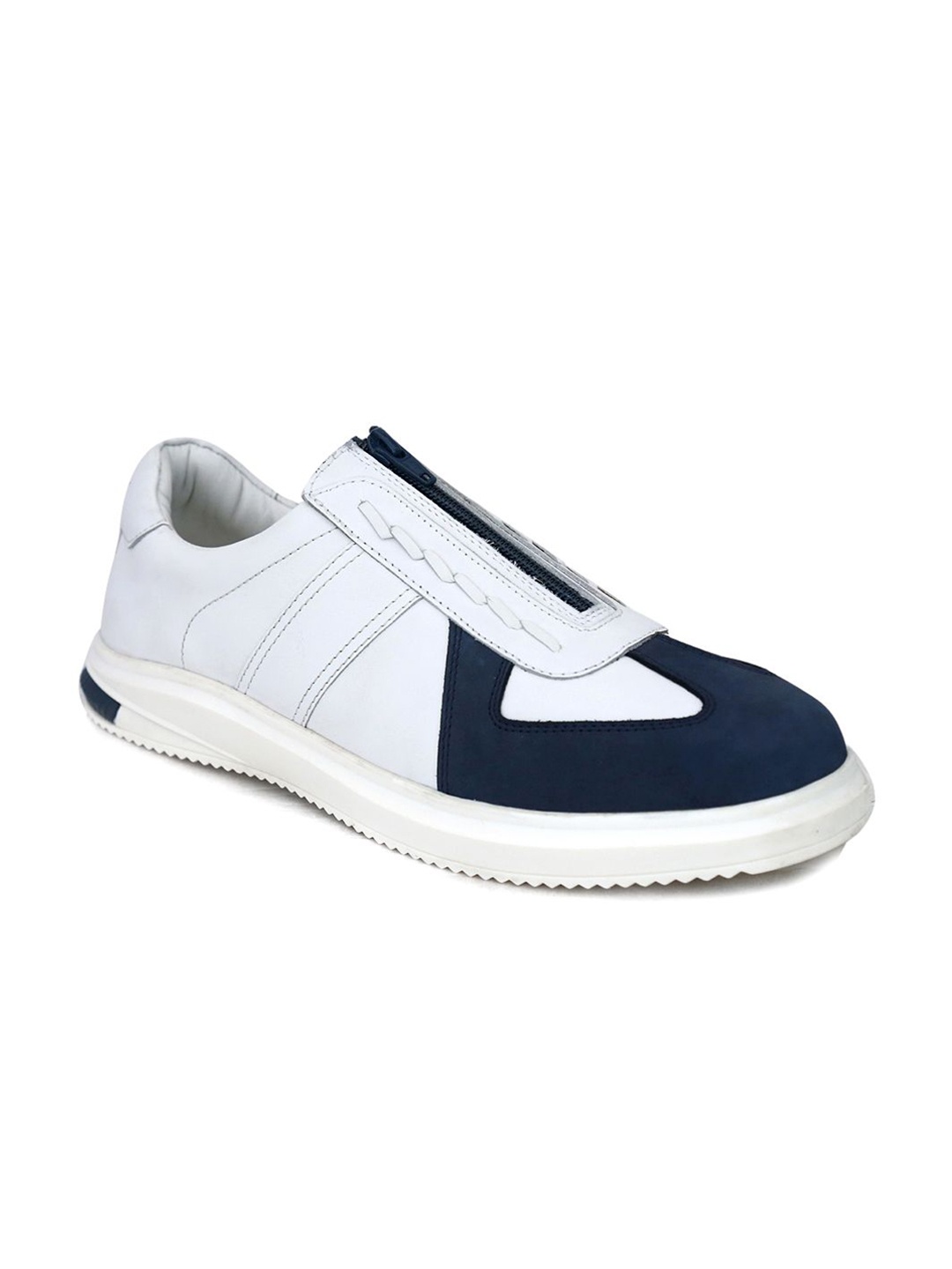 

mccoy Men Leather Round Toe Antibacterial Slip-On Sneakers, Navy blue