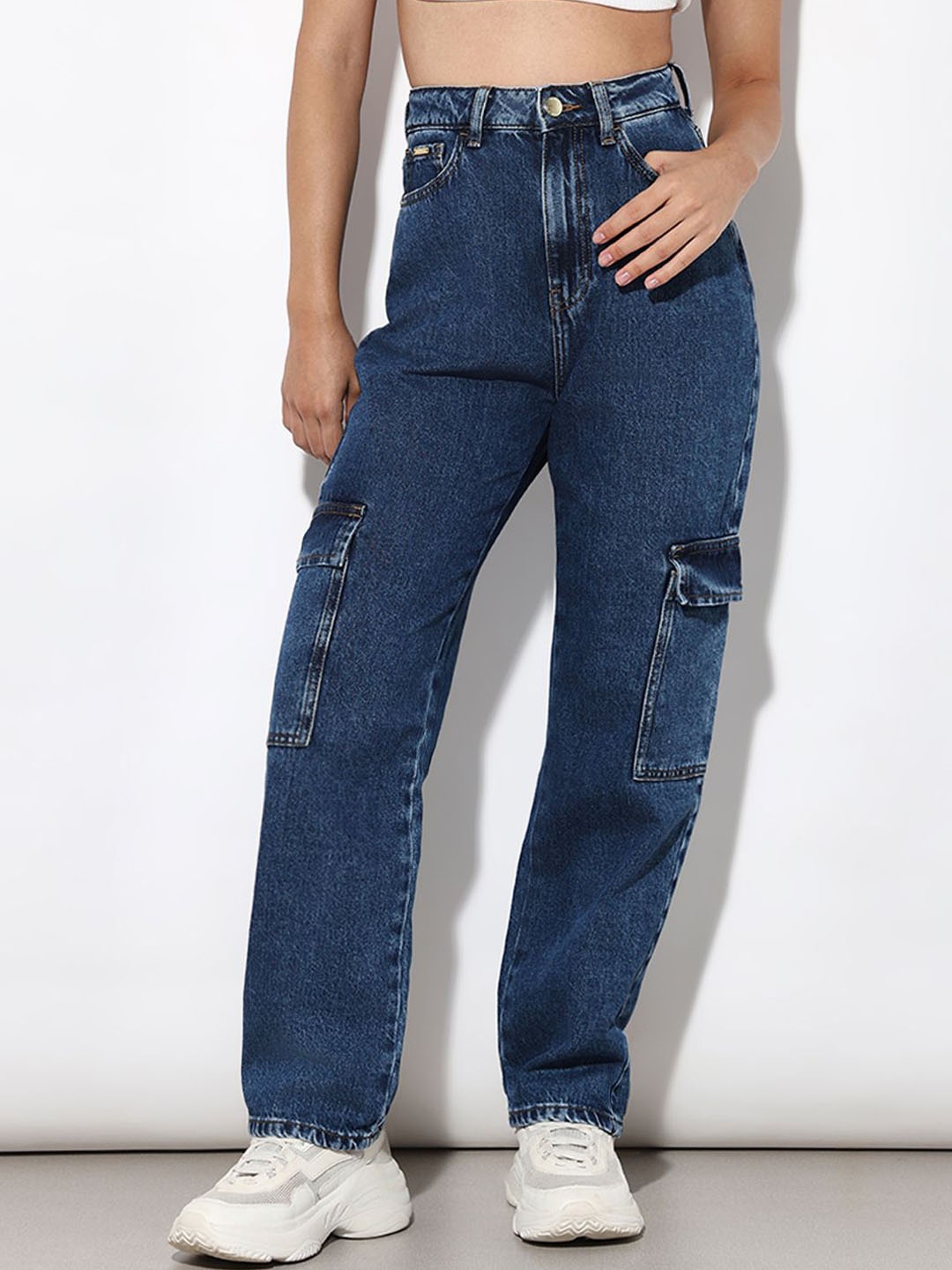 

ONLY Women Straight Fit High-Rise Light Fade Jeans, Blue