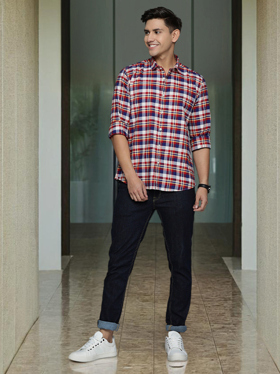 

Mast & Harbour Men Pure Cotton Checked Casual Shirt, Multi