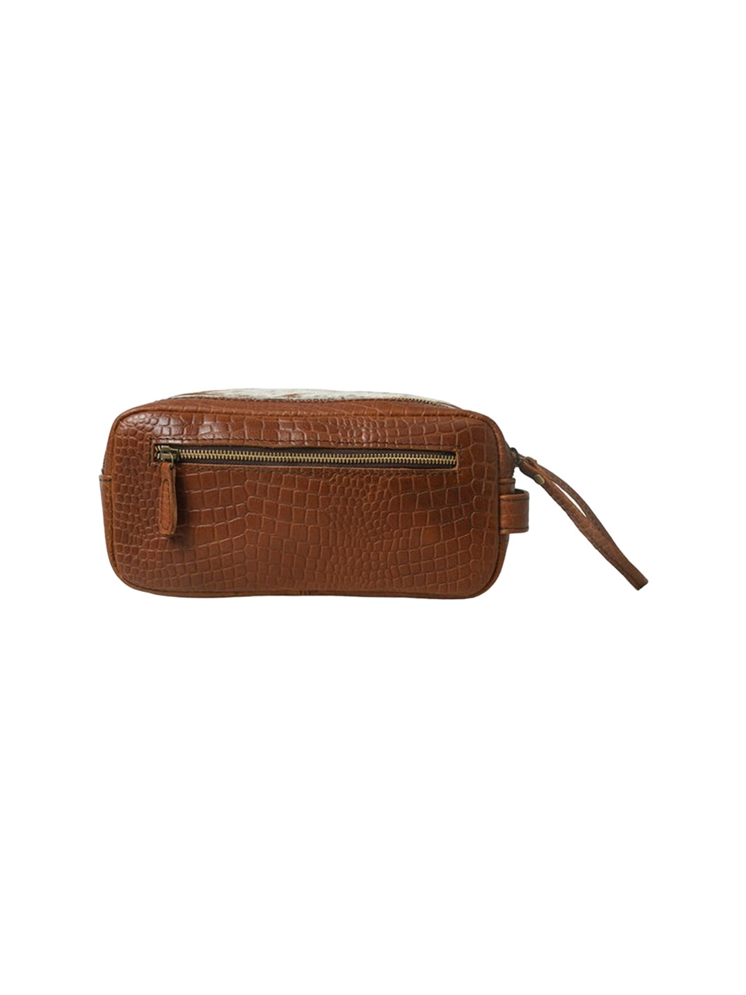 

MaheTri Unisex Textured Leather Toiletry Pouch, Brown