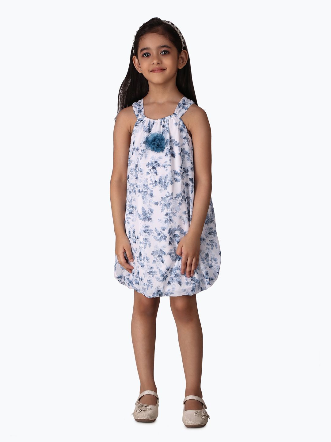 

HERE&NOW kids girls Floral Print A-Line Dress, White