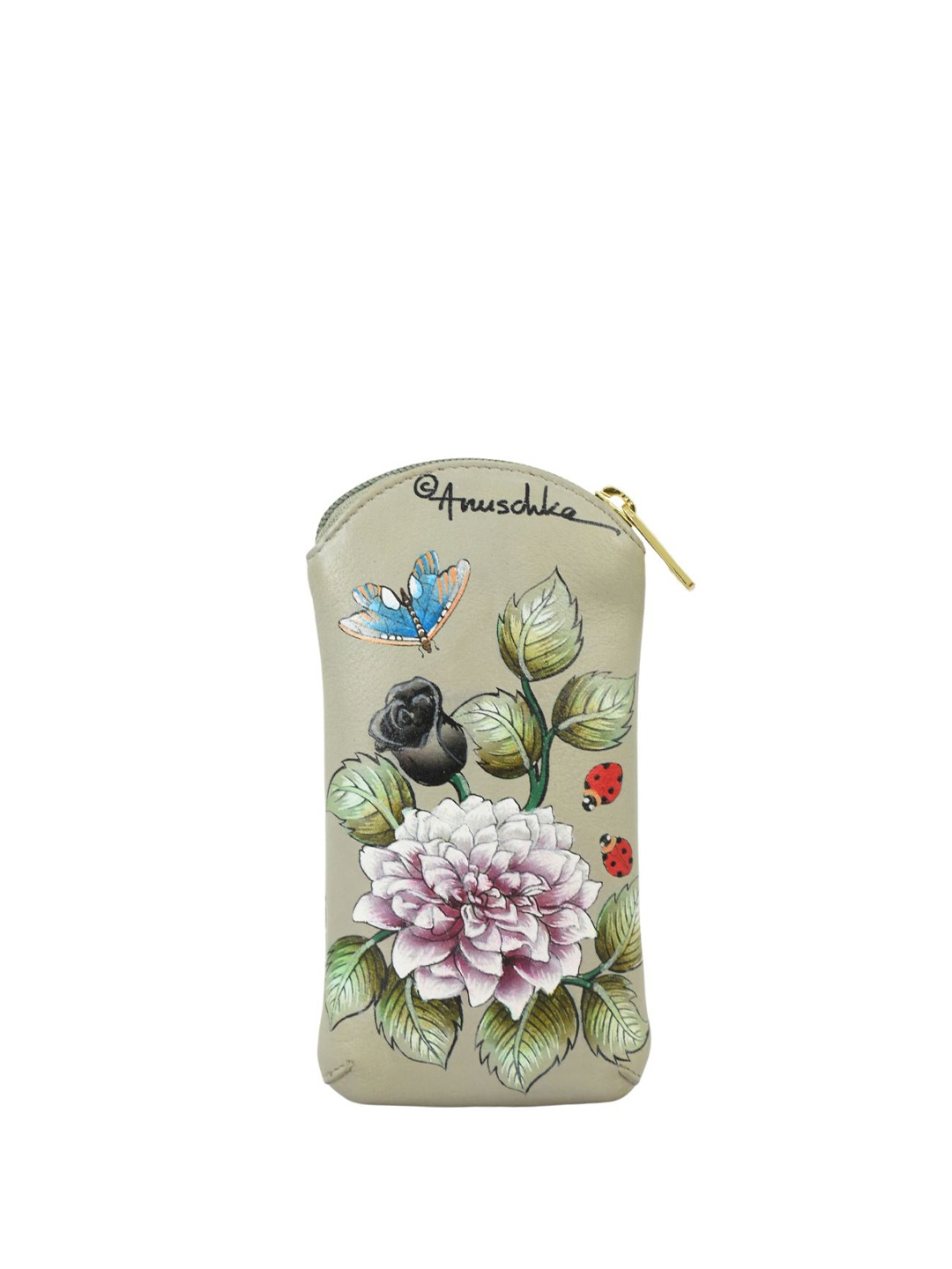 

Anuschka Women Floral Printed Leather Money Clip, Green