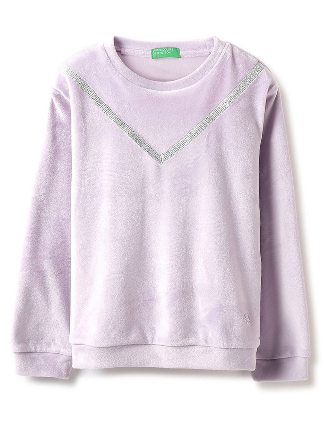 

United Colors of Benetton Girls Solid Round Neck Pullover Sweatshirt, Purple