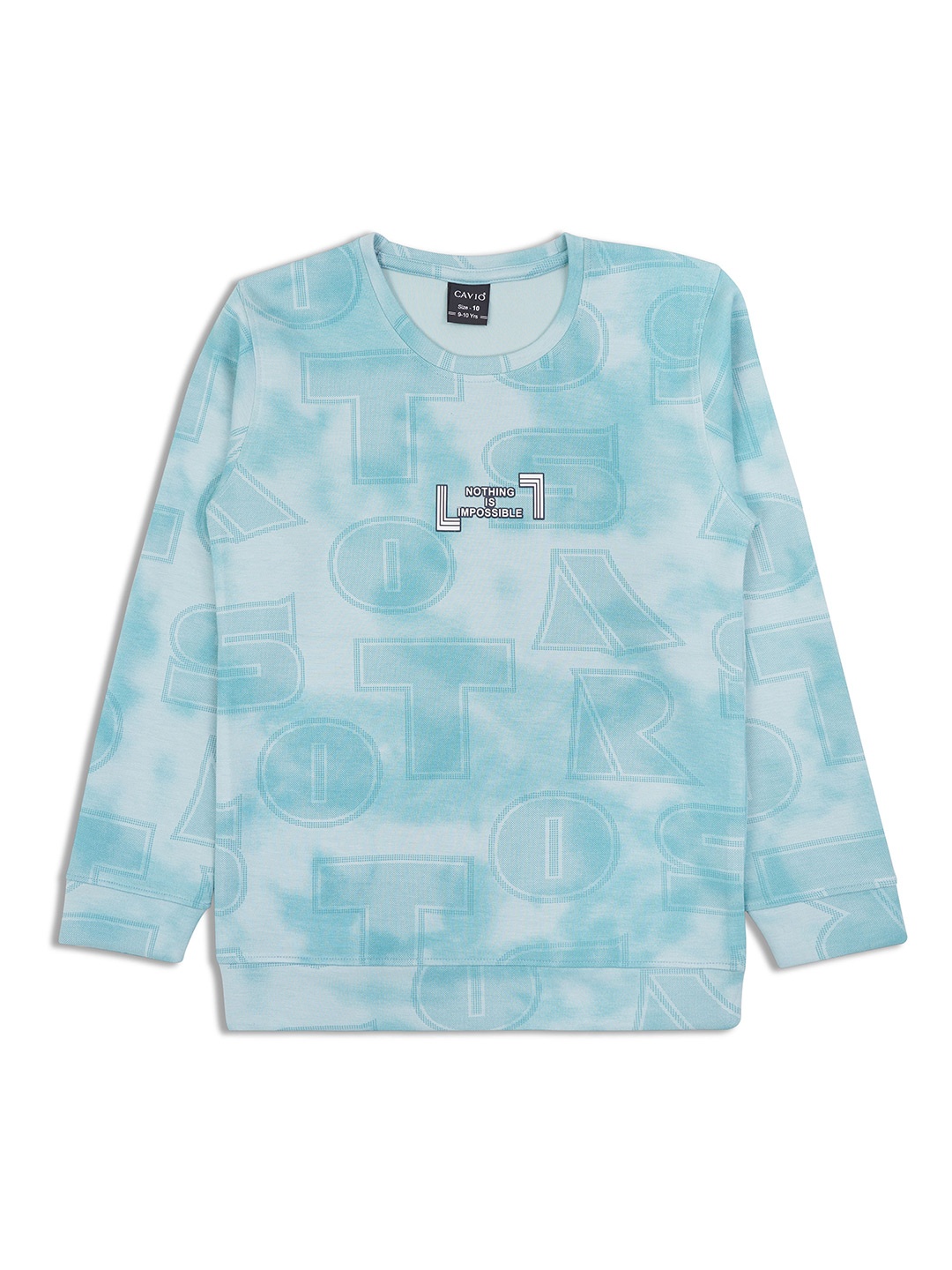 

CAVIO Boys Typography Printed Round Neck Cotton Pullover Sweatshirt, Sea green