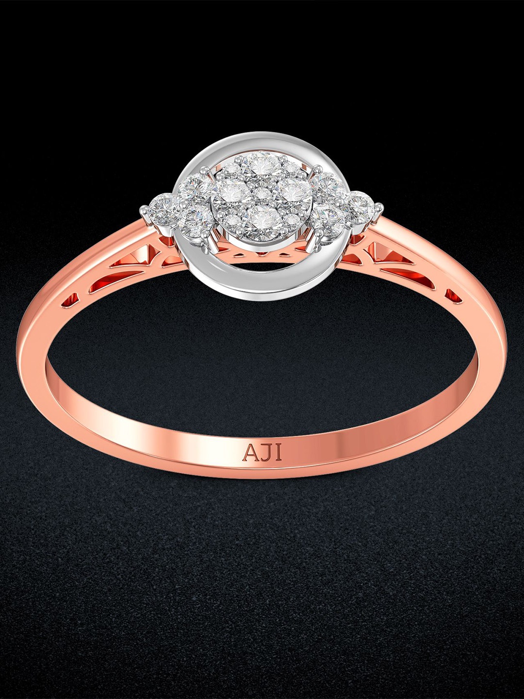 

Joyalukkas 18KT Gold Diamond-Studded Finger Ring, Rose gold