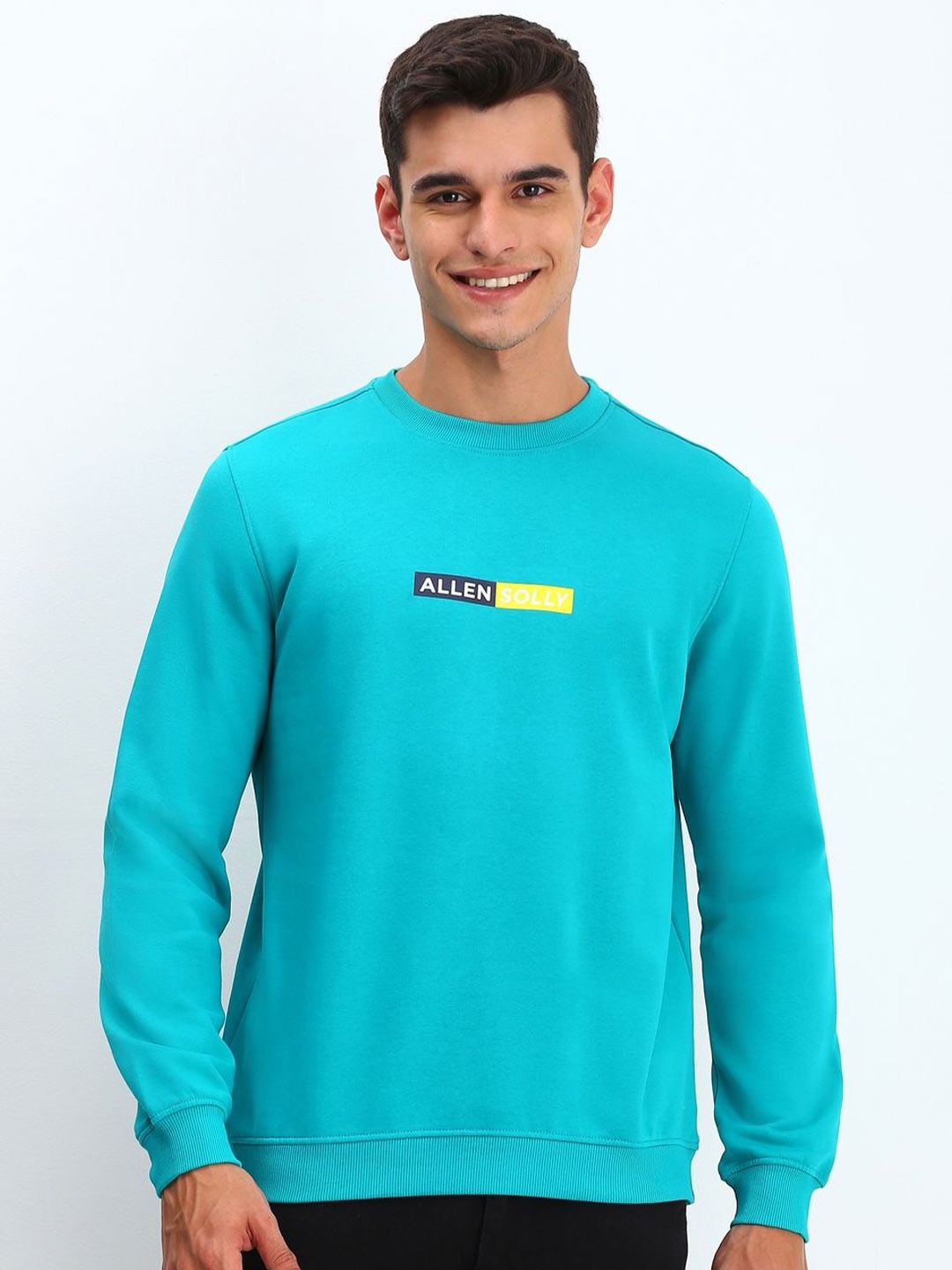 

Allen Solly Men Typography Printed Round Neck Cotton Pullover Sweatshirt, Blue