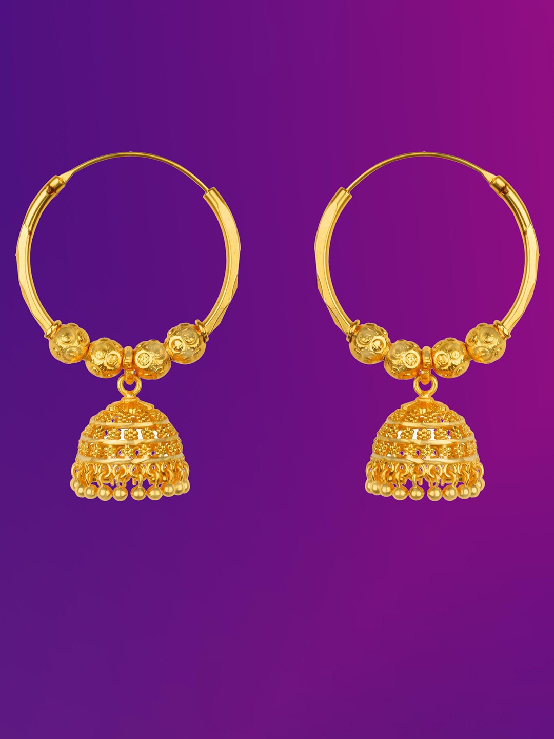 

Lila Gold-Plated Antique Contemporary Jhumkas