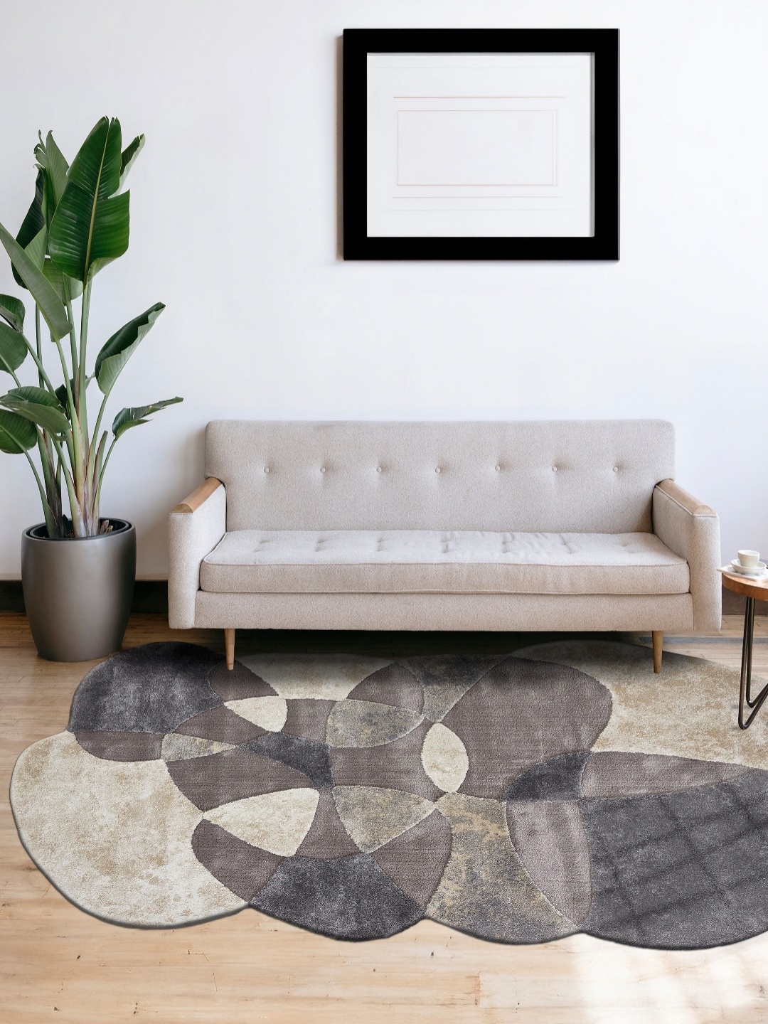 

OBSESSIONS Grey Abstract Anti-Skid Polypropylene Carpet