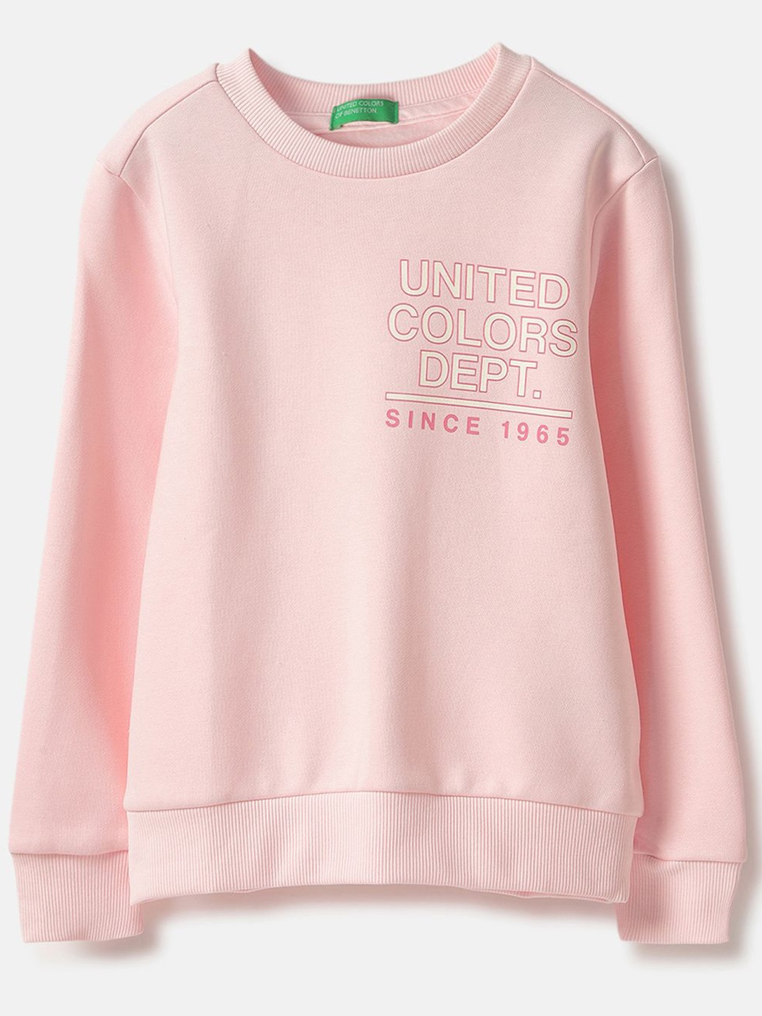 

United Colors of Benetton Boys Typography Printed Round Neck Cotton Pullover Sweatshirt, Pink
