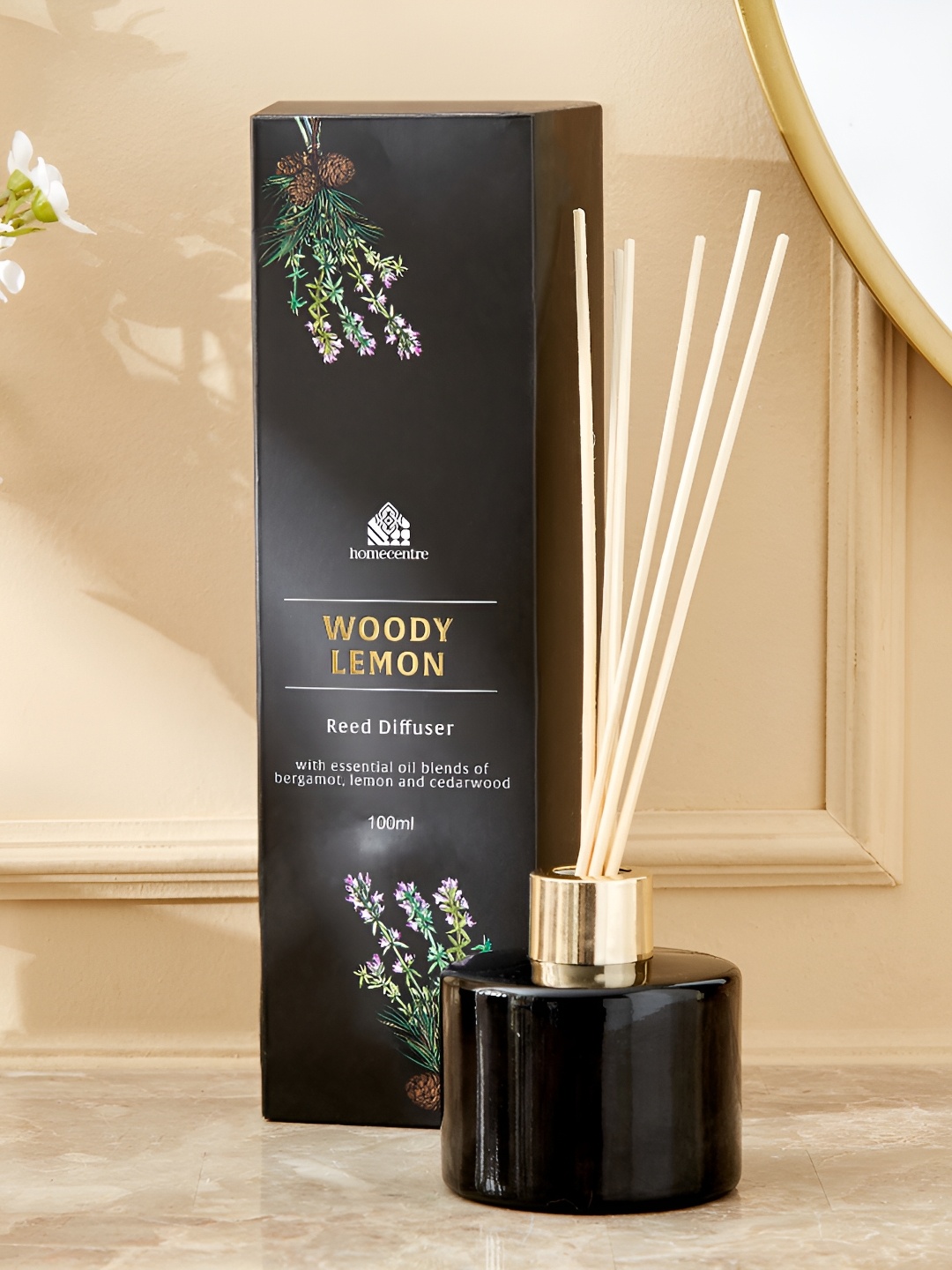 

Home Centre Enchanted Woody Lemon Black Reed Diffuser Set - 100ml