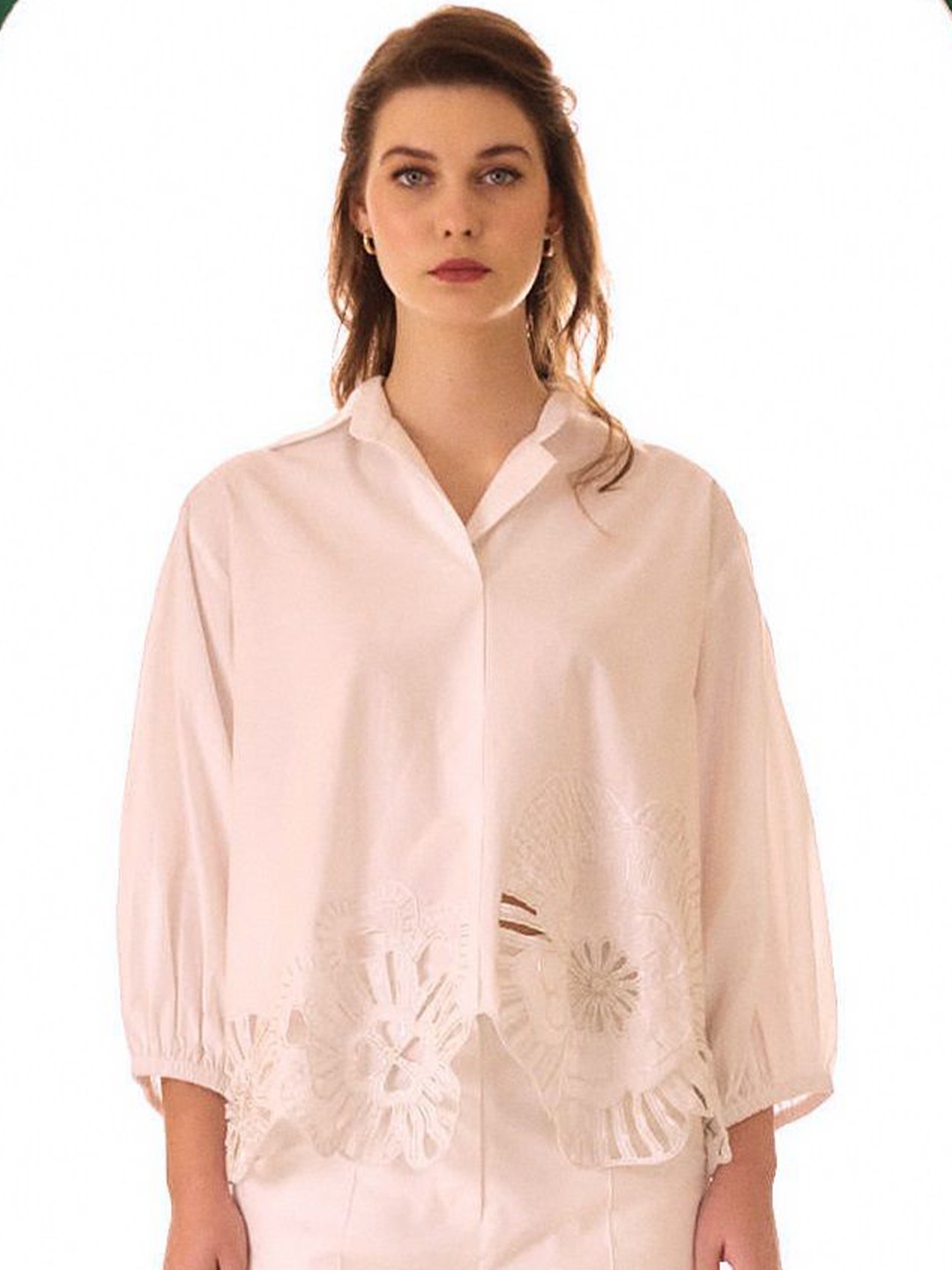

BETRUE Women Spread Collar Textured Cotton Oversized Casual Shirt, Pink