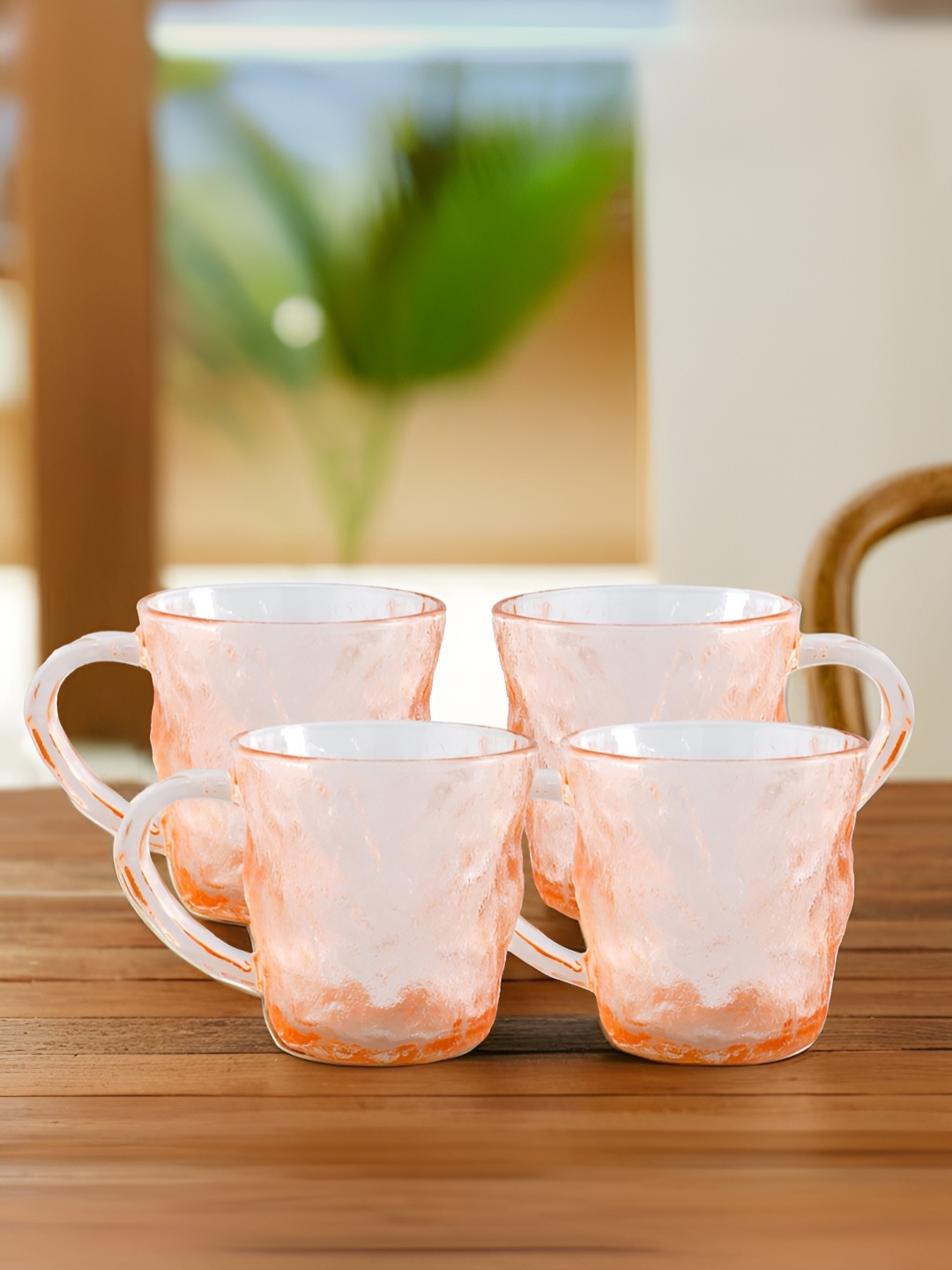 

The Better Home Orange 4 Pieces Textured Glass Dishwasher Safe Cups 280ml