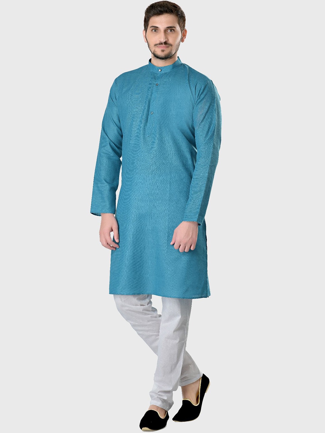 

ENCINO Men Thread Work Kurta, Blue