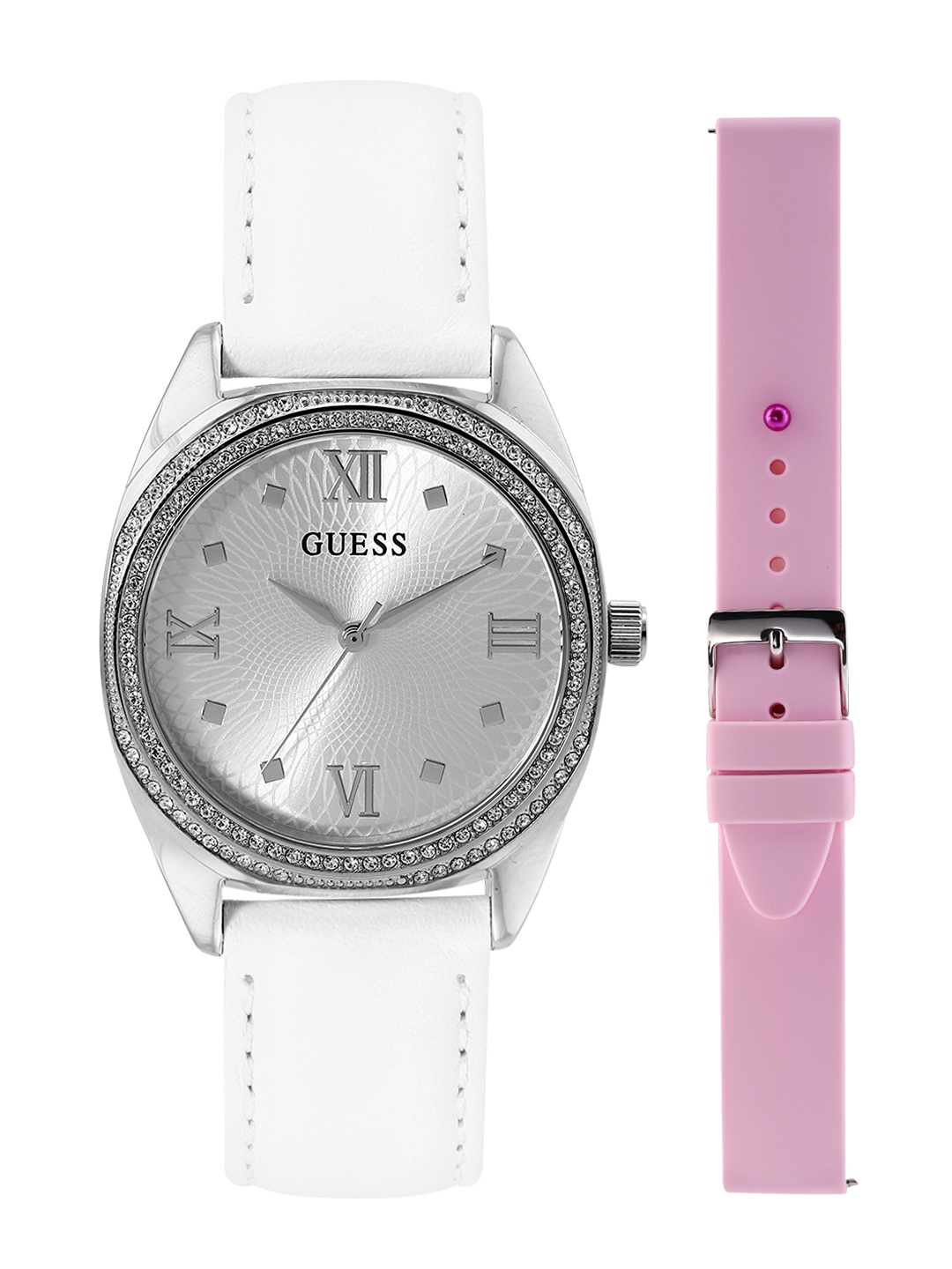 

GUESS Women Leather Straps Analogue Watch GW0691L1, Silver