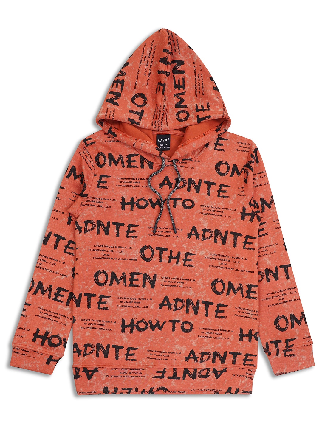 

CAVIO Boys Typography Printed Hood Cotton Pullover Sweatshirt, Rust
