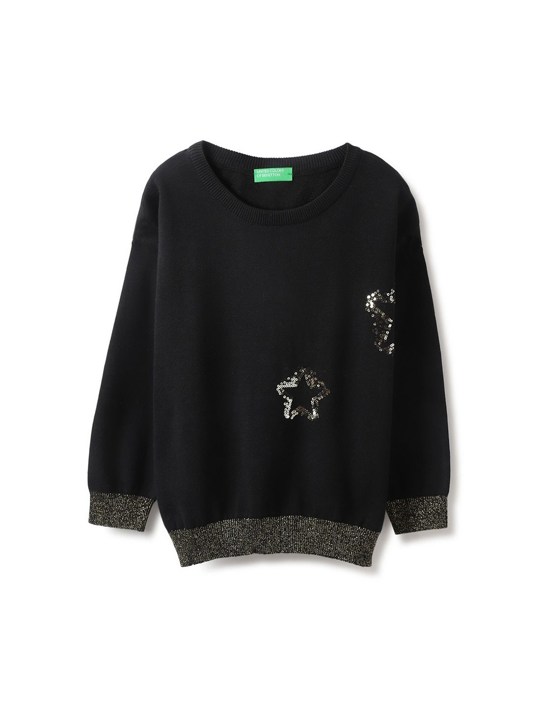 

United Colors of Benetton Girls Pullover with Embellished Detail, Black
