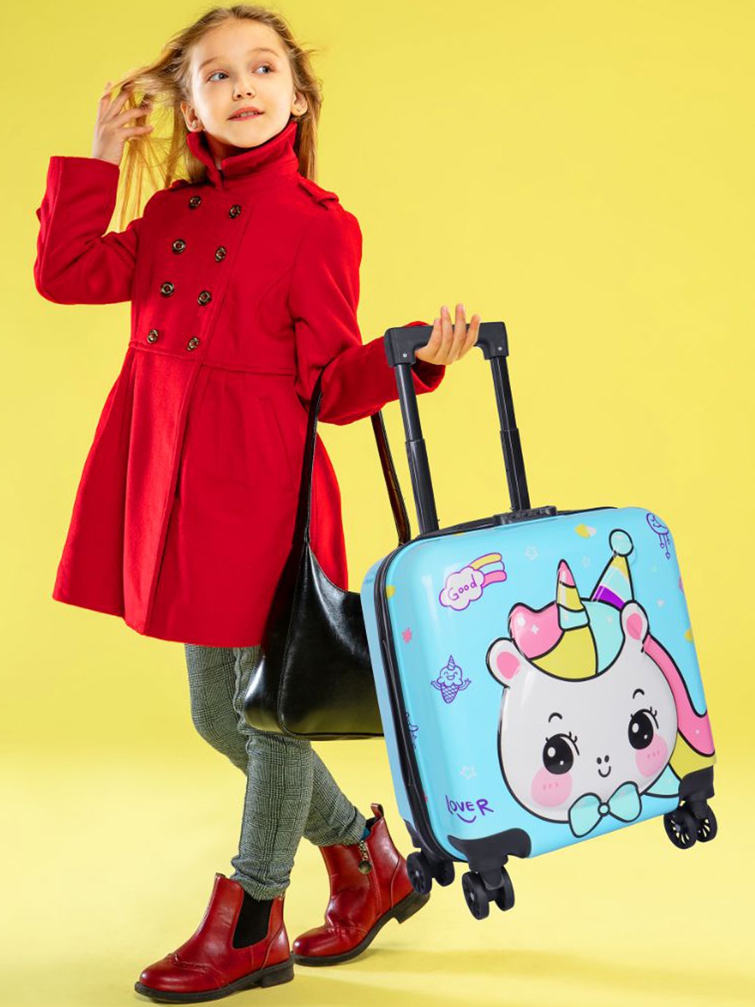 

Polo Class Kids Printed Hard-Sided Cabin Trolley Bag Up to 50 Litres, Blue