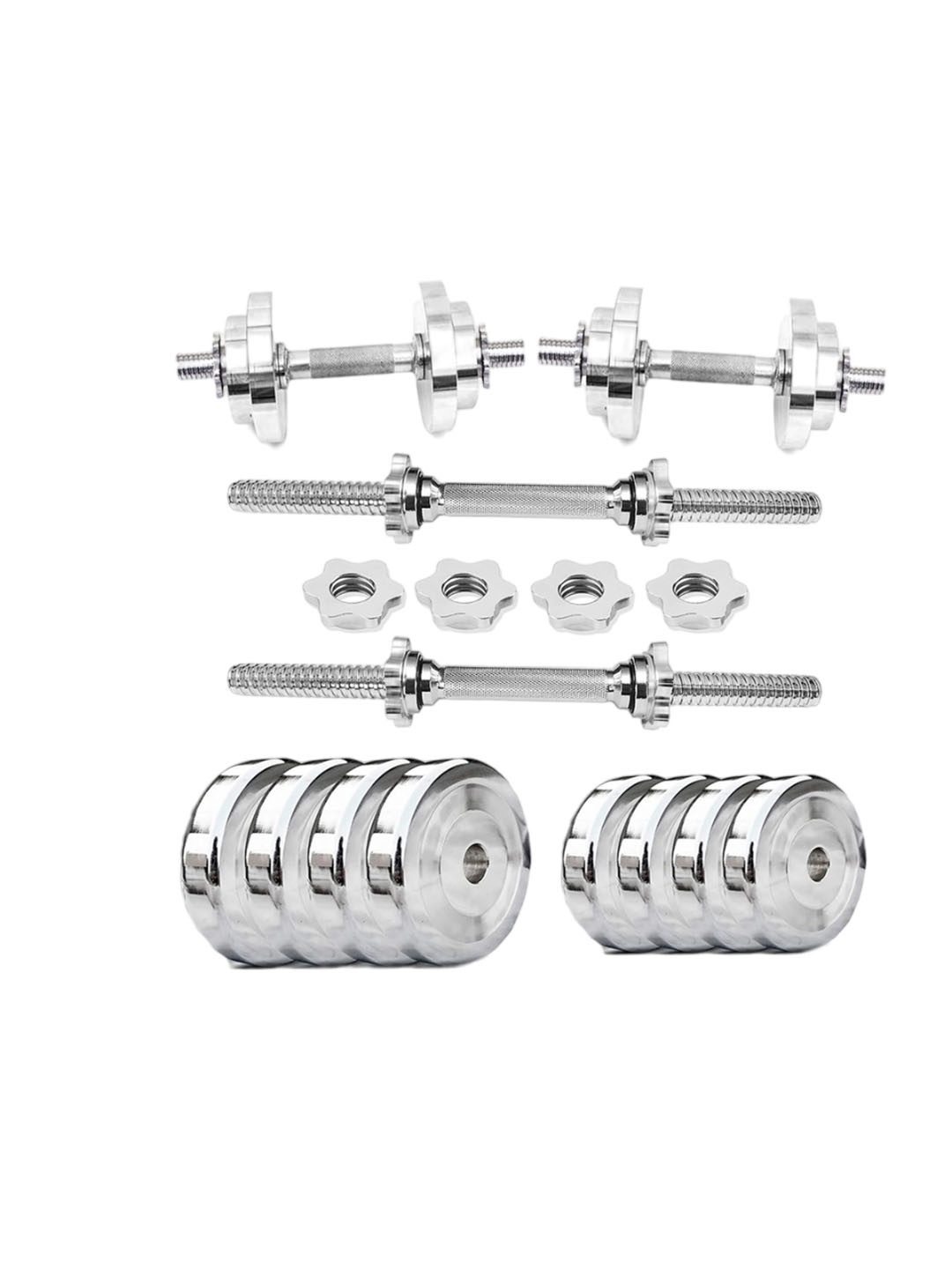 

HackerX Men 4Pcs Steel Gym Dumbbells, Silver