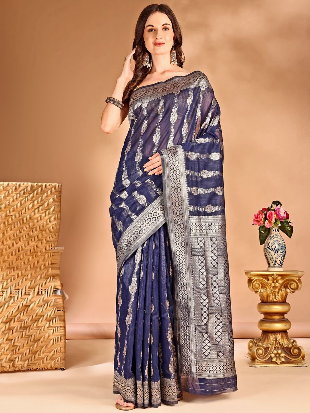 

Anouk Woven Design Zari Banarasi Saree, Navy blue