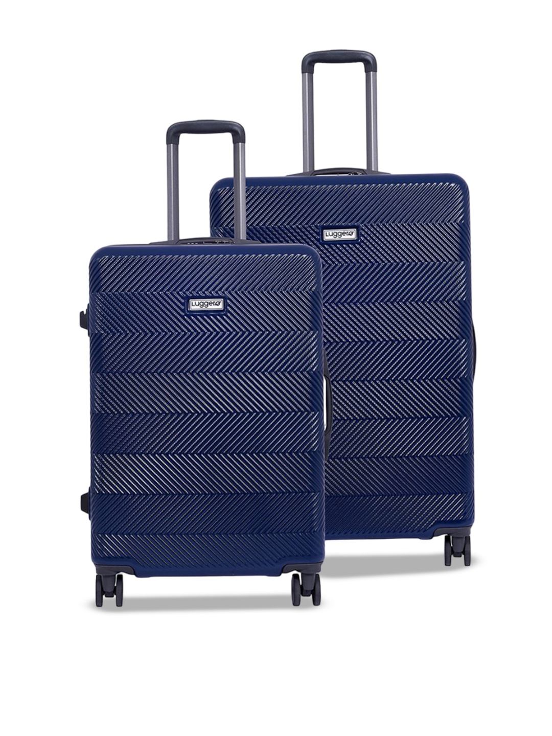 

Luggero Unisex Set Of 2 Textured Hard-Sided 360-Degree Rotation Trolley Bags, Navy blue