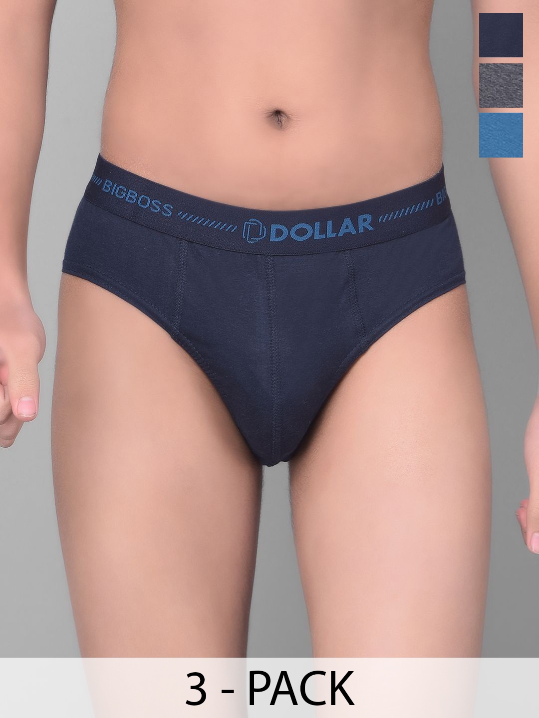 

Dollar Bigboss Boys Pack Of 3 Anti-Odour Cotton Briefs MBKBR-01-BBTOP-PO3-CO1-Assorted, Navy blue