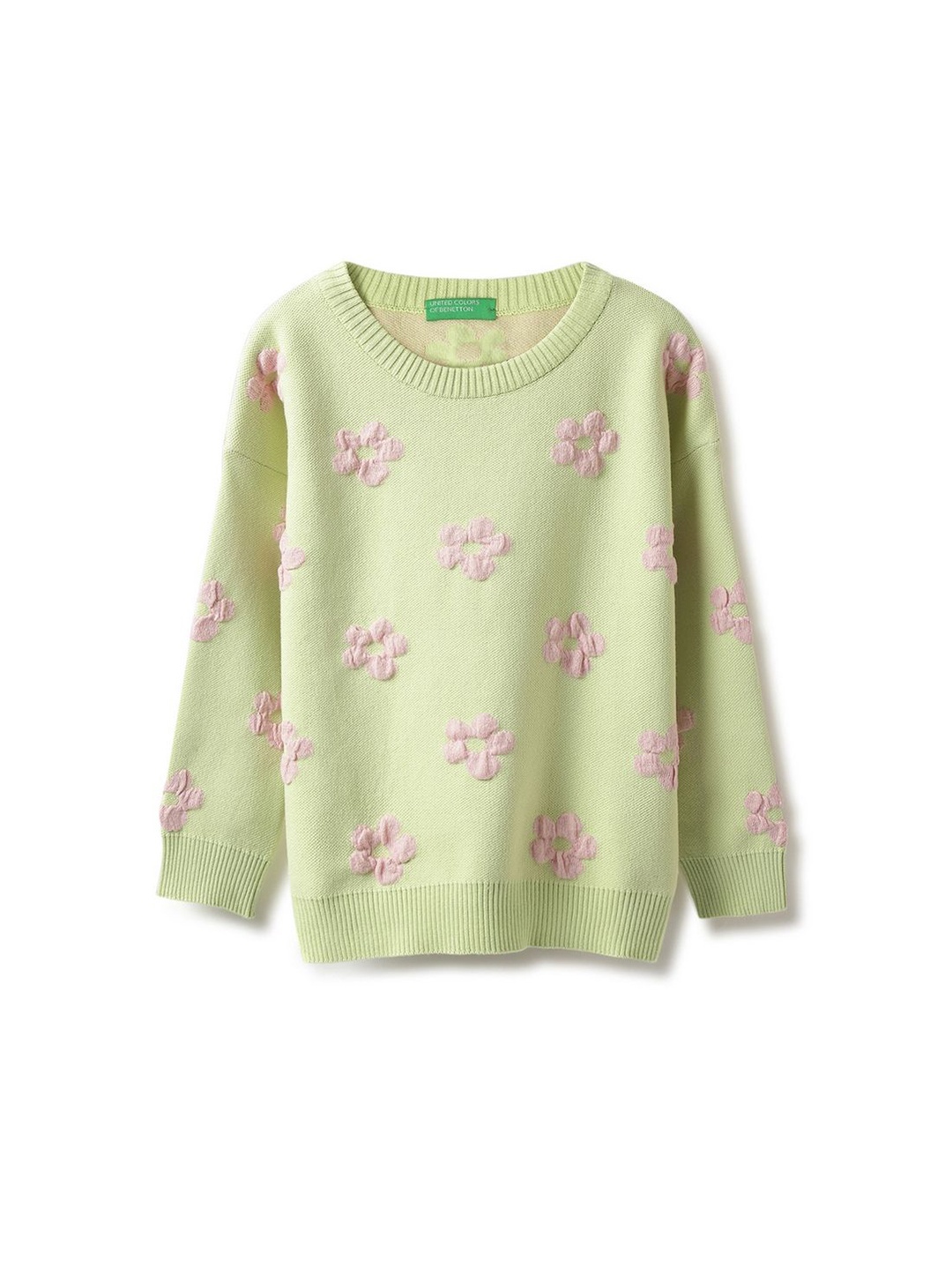 

United Colors of Benetton Girls Floral Printed Pullover, Green