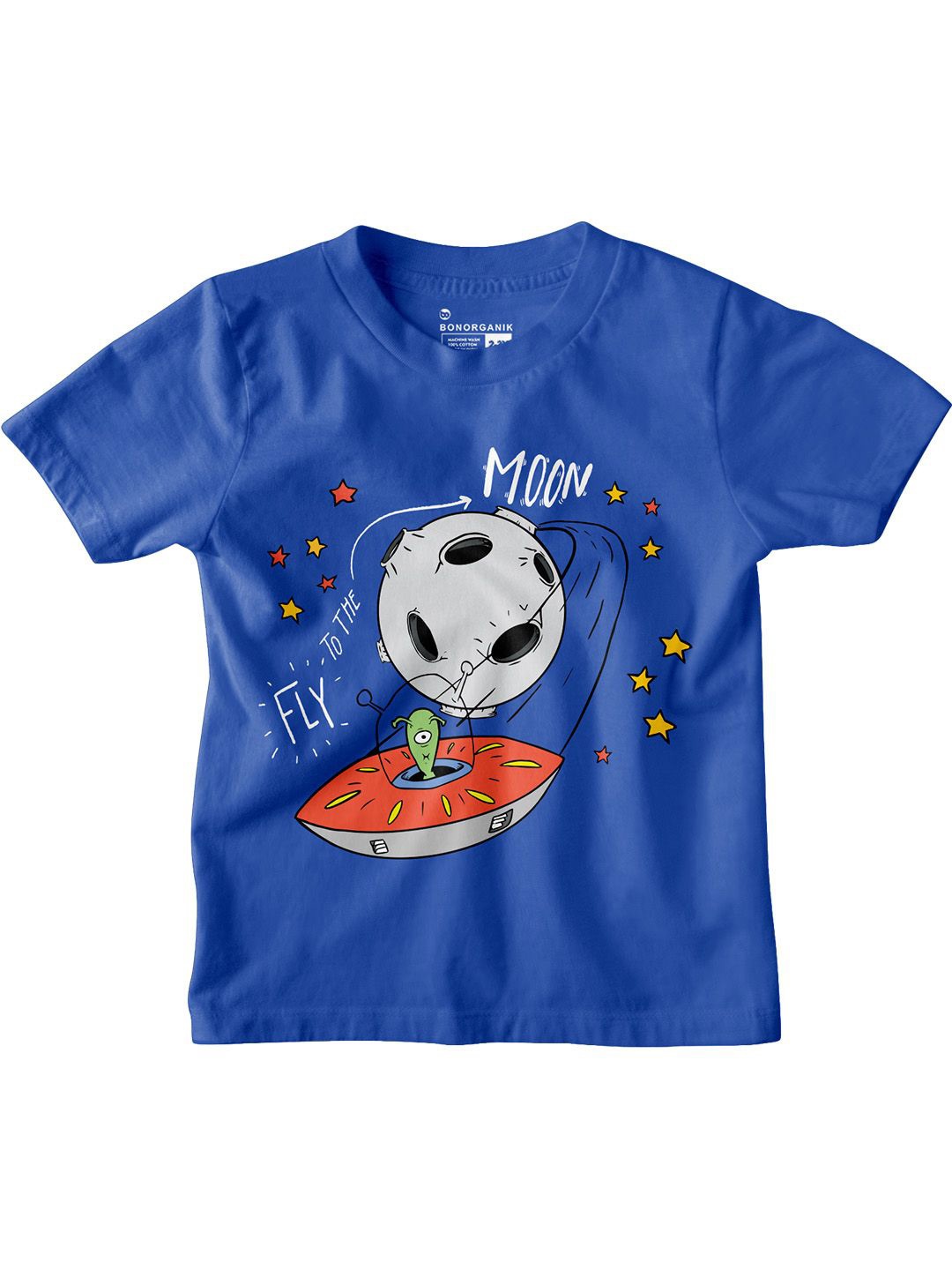 

BonOrganik Boys Graphic Printed Round Neck Cotton T-shirt, Blue