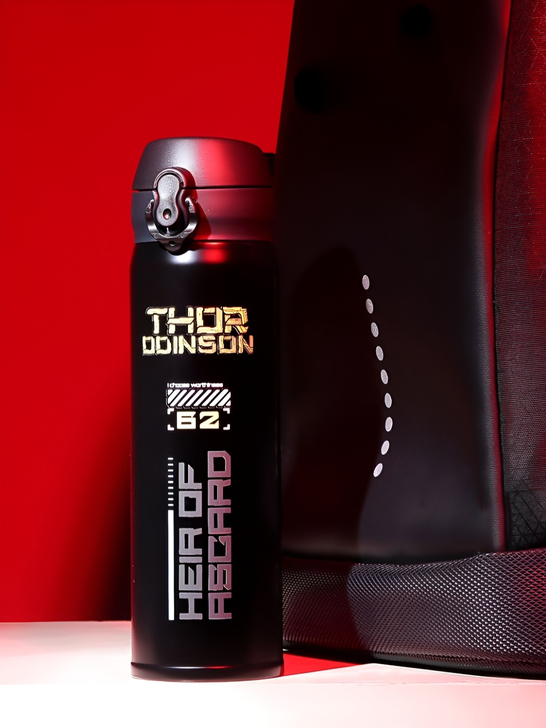

MARVEL STREET Black Thor Printed Stainless Steel Single Wall Vacuum Water Bottle 500ml