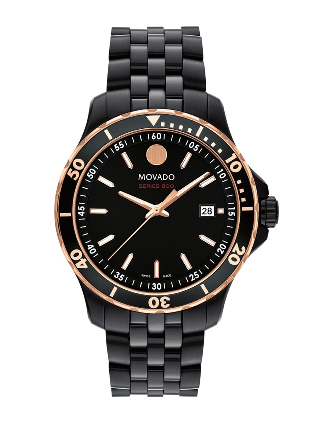 

Movado Series 800 Men Swiss Qtz Black Round Dial Watch - 2600186, Grey