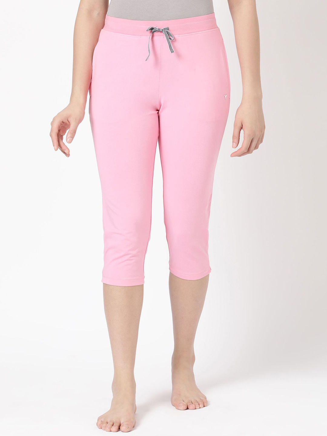 

BLOSSOM Women's Soft Stretchable Cotton Mid-Calf Capri Lounge Pants, Pink